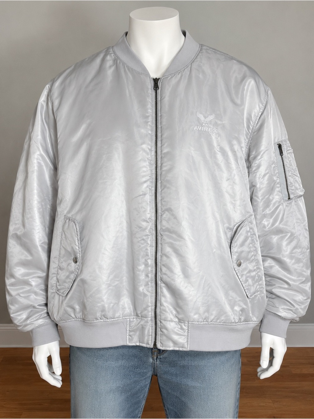Avirex Silver-Gray Reversible Bomber Jacket